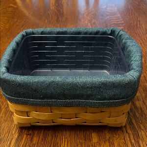 2006 Longaberger Handmade Card File Wooden Basket with liner and protector